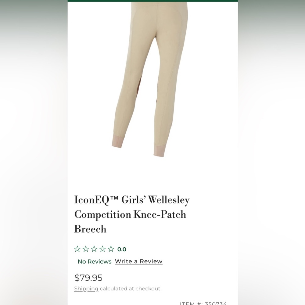 Girls Riding Breeches in Tan with Knee Patches - Picture 10 of 11